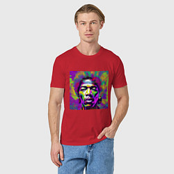 Футболка хлопковая мужская Jimi Hendrix in color Glitch Art, цвет: красный — фото 2