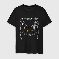 Футболка хлопковая мужская The Cranberries rock cat, цвет: черный