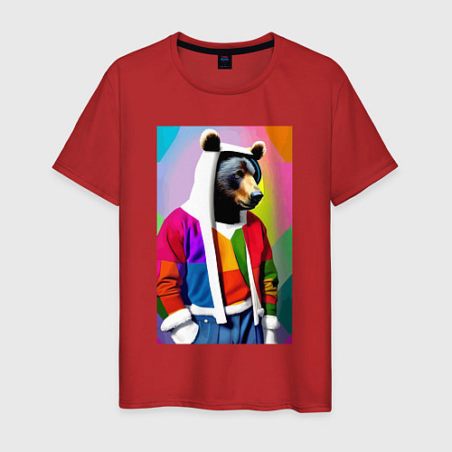 Мужская футболка Baer fashionista - pop art - neural network / Красный – фото 1