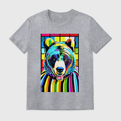 Мужская футболка Медвежья мордашка - поп-арт - нейросеть