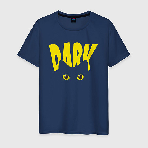 Мужская футболка Dark - глаза черной кошки / Тёмно-синий – фото 1