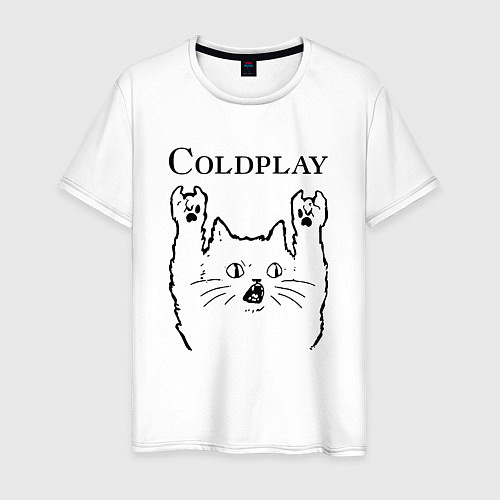 Мужская футболка Coldplay - rock cat / Белый – фото 1