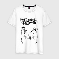 Футболка хлопковая мужская My Chemical Romance - rock cat, цвет: белый