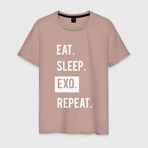 Мужская футболка Eat Sleep EXO Repeat / Пыльно-розовый – фото 1