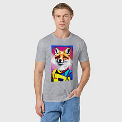 Футболка хлопковая мужская Fox - pop art - fashionista, цвет: меланж — фото 2