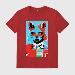 Мужская футболка Морда лисы - поп-арт - нейросеть