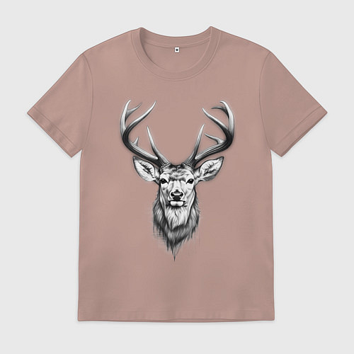 Мужская футболка Голова оленя эскиз / Пыльно-розовый – фото 1