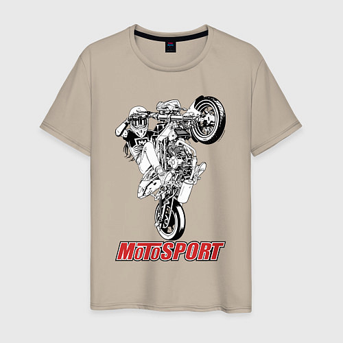 Мужская футболка Motosport girl / Миндальный – фото 1