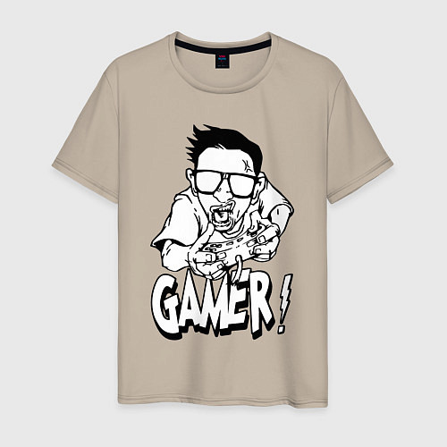 Мужская футболка Gamer man / Миндальный – фото 1