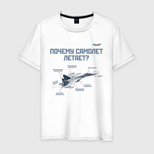 Мужская футболка Почему самолет летает? / Белый – фото 1