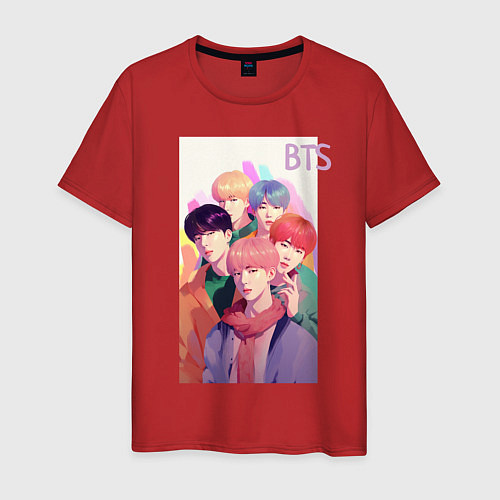Мужская футболка Kpop BTS art / Красный – фото 1