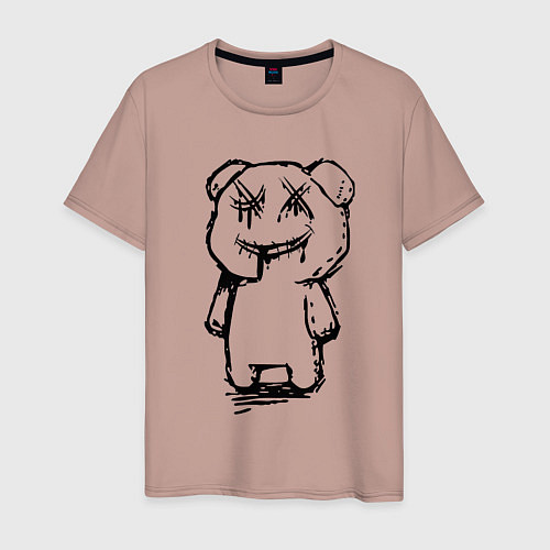 Мужская футболка Smile bear - minimalism / Пыльно-розовый – фото 1