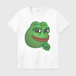 Футболка хлопковая мужская Лягушонок Пепе не доволен тобой, цвет: белый