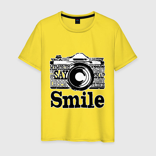 Мужская футболка Smile camera / Желтый – фото 1