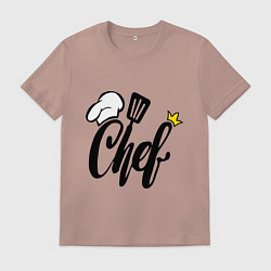 Футболка хлопковая мужская Надпись - шеф повар, цвет: пыльно-розовый
