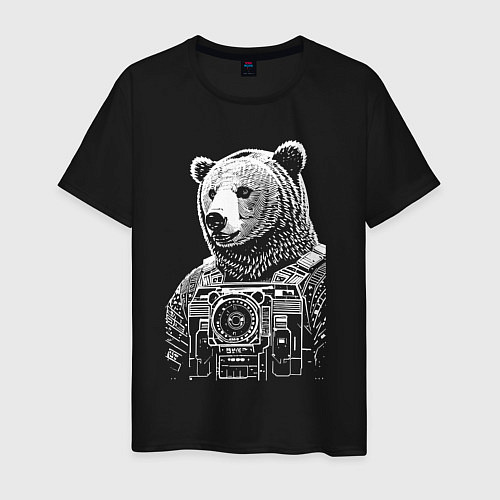 Мужская футболка Cool bear - cyberpunk / Черный – фото 1