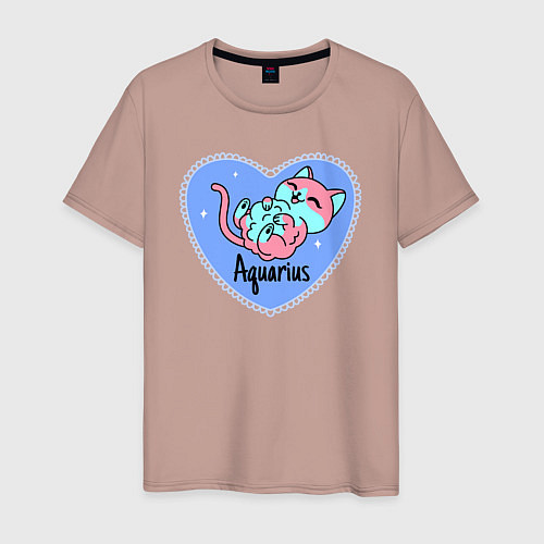 Мужская футболка Пушистый котик - водолей / Пыльно-розовый – фото 1