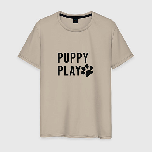 Мужская футболка Puppy Play / Миндальный – фото 1