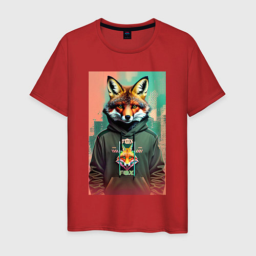 Мужская футболка Dude fox - urban style / Красный – фото 1