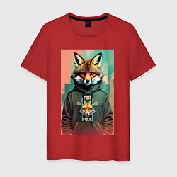 Футболка хлопковая мужская Dude fox - urban style, цвет: красный