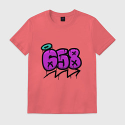 Футболка хлопковая мужская 658 граффити, цвет: коралловый