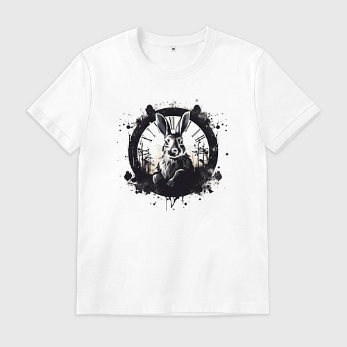 Мужская футболка Кролик и часы - Алиса в стране чудес / Белый – фото 1