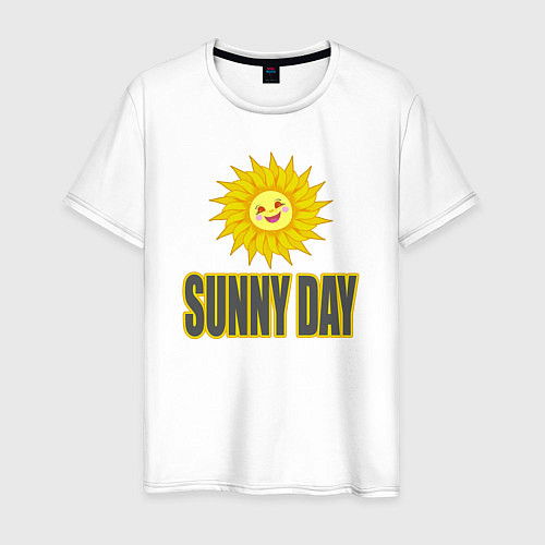 Мужская футболка Солнечный день - надпись и веселое солнышко / Белый – фото 1