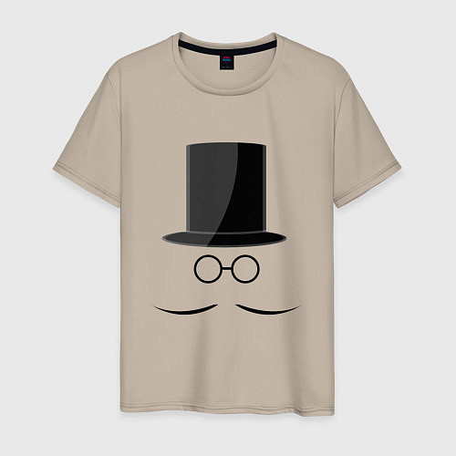 Мужская футболка Стильный ретро мужчина с усами / Миндальный – фото 1