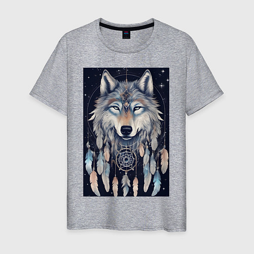 Мужская футболка Шаман волк / Меланж – фото 1