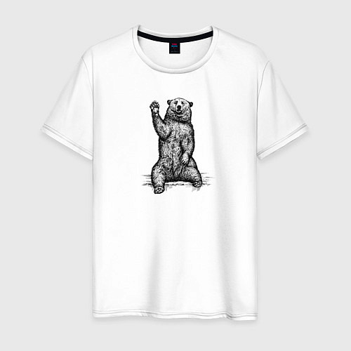 Мужская футболка Медведь машет / Белый – фото 1