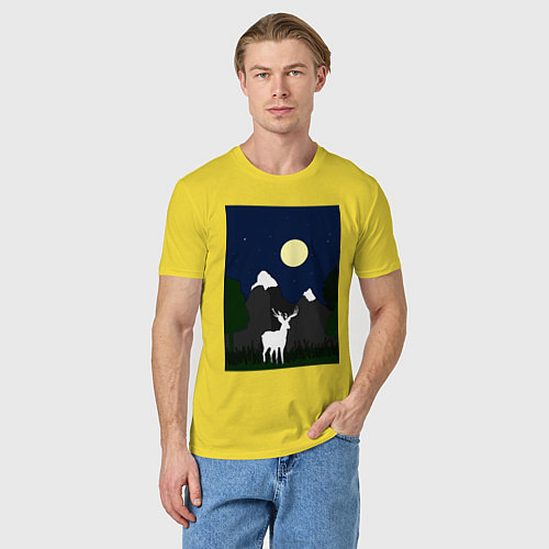 Мужская футболка Олень под луной / Желтый – фото 3