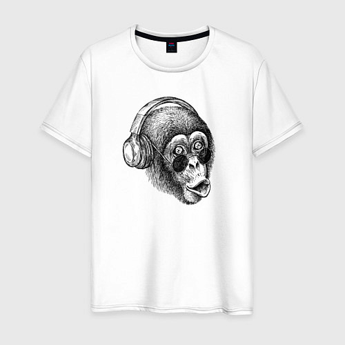 Мужская футболка Обезьяна DJ / Белый – фото 1