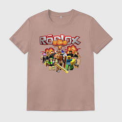 Мужская футболка Роблокс на фоне взрыва roblox