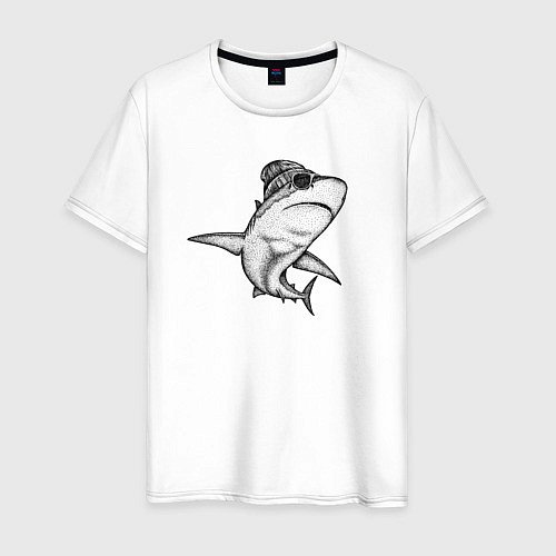 Мужская футболка Акула хипстер / Белый – фото 1