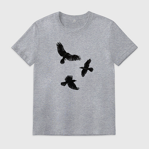 Мужская футболка Птицы черные вороны / Меланж – фото 1