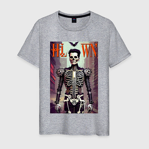 Мужская футболка Skeleton fashionista - art - poster / Меланж – фото 1