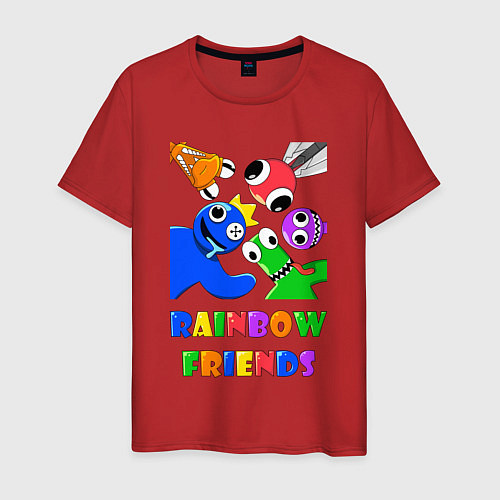 Мужская футболка Rainbow Friends персонажи / Красный – фото 1