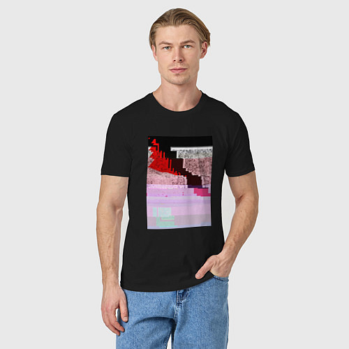 Мужская футболка Abstract glitch / Черный – фото 3