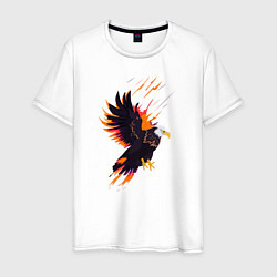 Футболка хлопковая мужская Орел парящая птица абстракция, цвет: белый