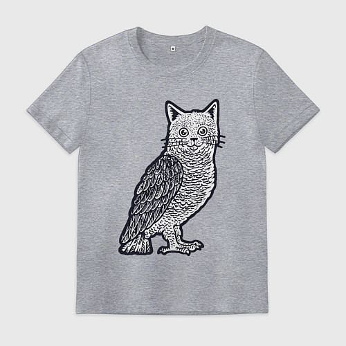 Мужская футболка Кошка сова / Меланж – фото 1