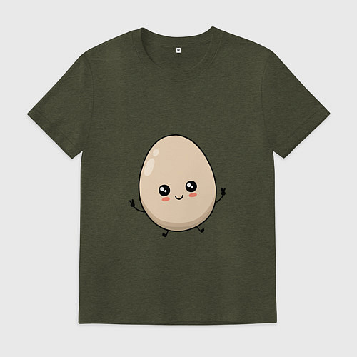 Мужская футболка Яйцо смайл / Меланж-хаки – фото 1