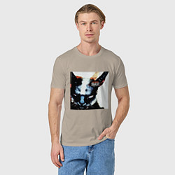 Футболка хлопковая мужская Slipkat Meowa, цвет: миндальный — фото 2