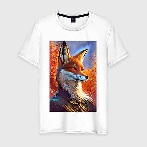 Мужская футболка Fox fashionista - neural network / Белый – фото 1
