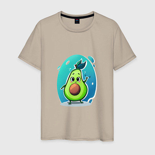 Мужская футболка Cute avocado / Миндальный – фото 1