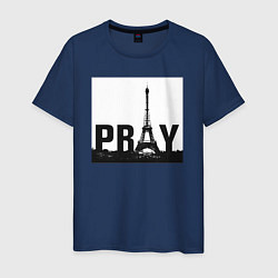 Футболка хлопковая мужская Молись за Париж, цвет: тёмно-синий