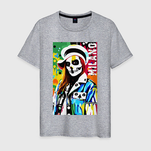 Мужская футболка Skeleton fashionista - Milano - pop art / Меланж – фото 1