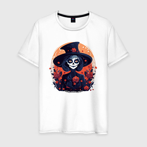 Мужская футболка Ведьма-скелет и розы / Белый – фото 1