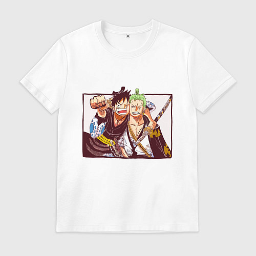 Мужская футболка Луффи и Ророноа Зоро - Ван пис / Белый – фото 1