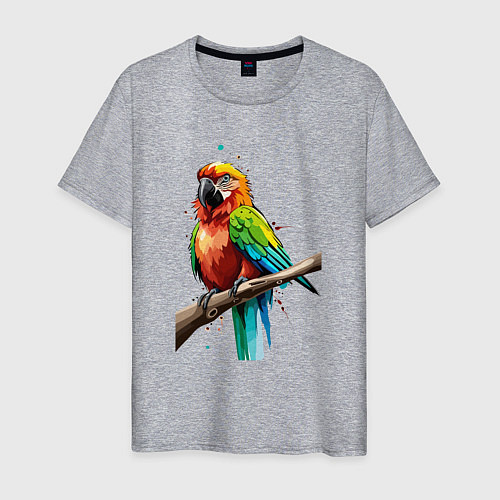 Мужская футболка Попугай какаду / Меланж – фото 1
