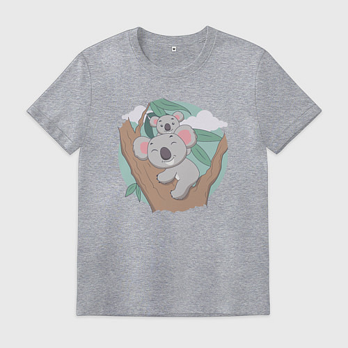 Мужская футболка Коалы на дереве / Меланж – фото 1